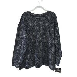 New Halloween Shirt 3X Spiderwebs Black and White Long Sleeve Top
